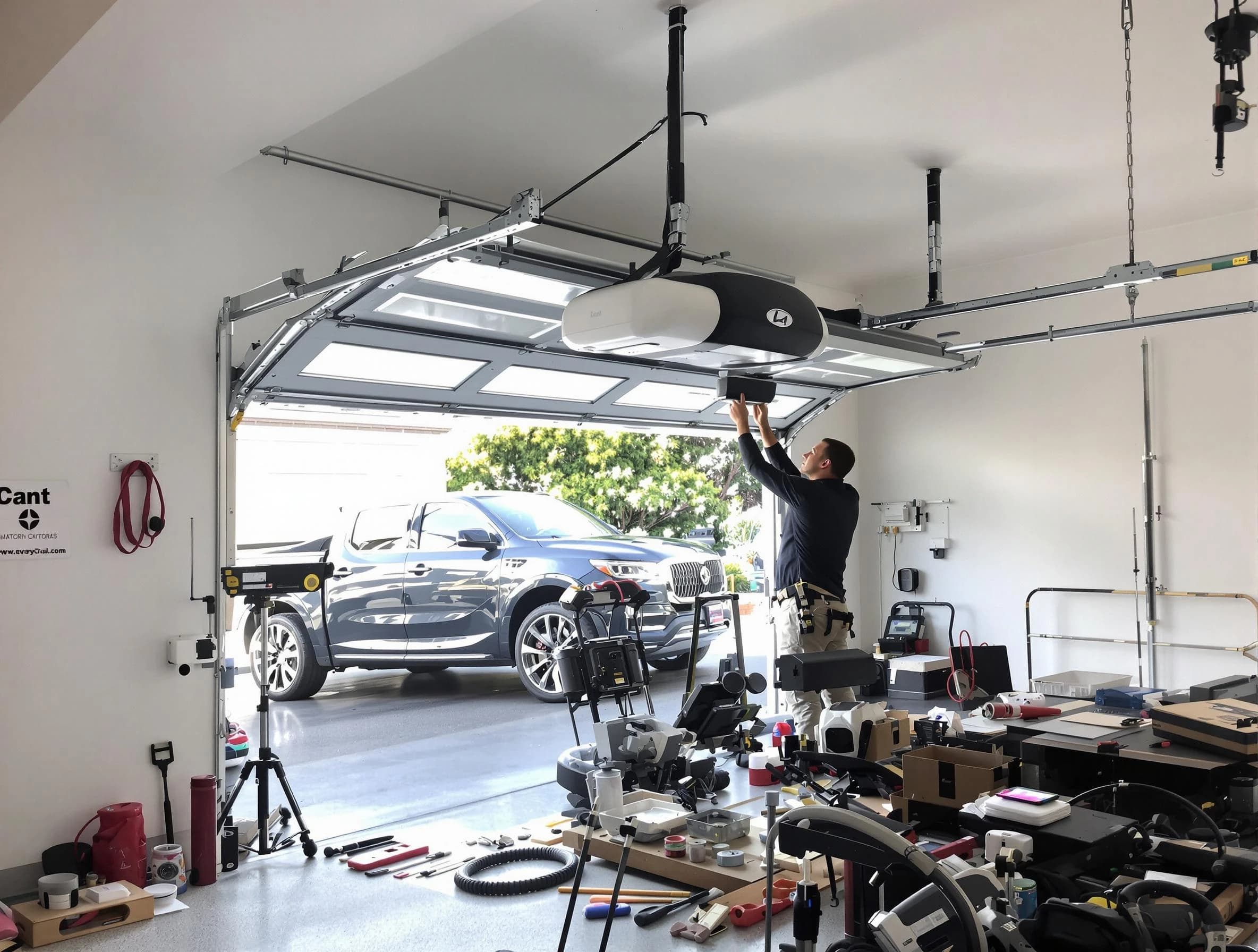 East Brunswick Garage Door Repair specialist installing smart garage door opener system in East Brunswick home